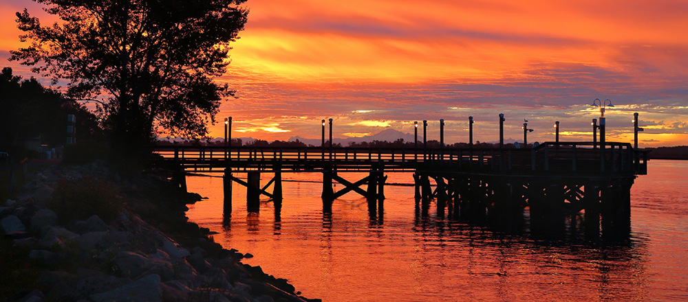 boardwalk at sunset